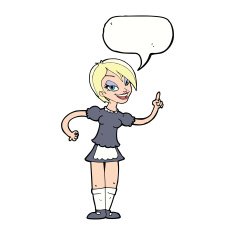 cartoon waitress taking order with speech bubble N17