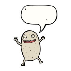 cartoon happy potato with speech bubble N9