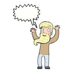 cartoon excited man with beard speech bubble N9