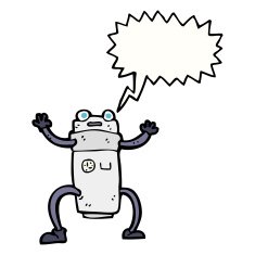 cartoon robot with speech bubble N164