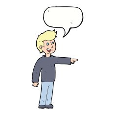 cartoon happy man pointing and laughing with speech bubble N8