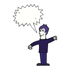 cartoon vampire man with speech bubble N102