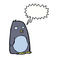 cartoon penguin with speech bubble N10