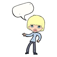 cartoon woman pointing with speech bubble N187