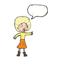 cartoon woman with speech bubble N25