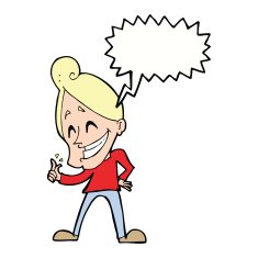 cartoon man snapping fingers with speech bubble N9