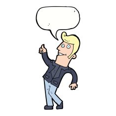 cartoon man giving thumbs up sign with speech bubble N11
