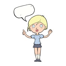 cartoon girl asking question with speech bubble N9