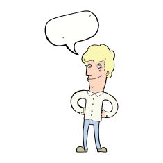 cartoon happy man with speech bubble N402