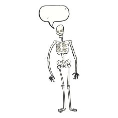 cartoon spooky skeleton with speech bubble N5
