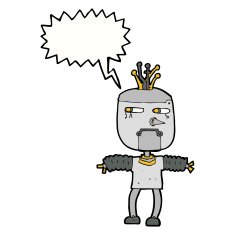 cartoon robot with speech bubble N165