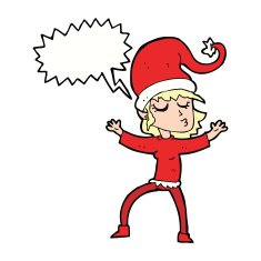 santa's helper cartoon with speech bubble N9