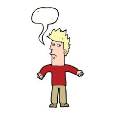 cartoon confused man with speech bubble N34