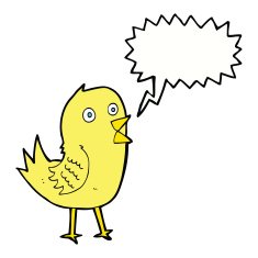 cartoon tweeting bird with speech bubble N5