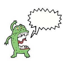 cartoon crazy monster with speech bubble N9