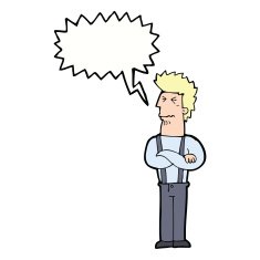 cartoon annoyed man with speech bubble N69
