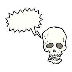 cartoon skull with speech bubble N26