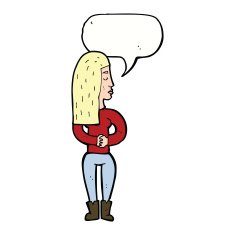 cartoon woman ignoring with speech bubble N18