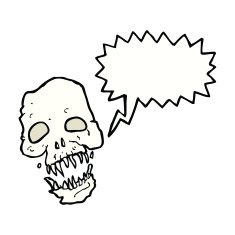 cartoon scary skull with speech bubble N21