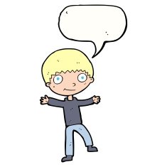 Cartoon happy boy with speech bubble N203