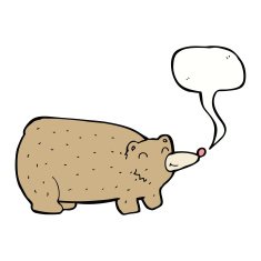 funny cartoon bear with speech bubble N29