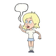 cartoon woman asking question with speech bubble N26