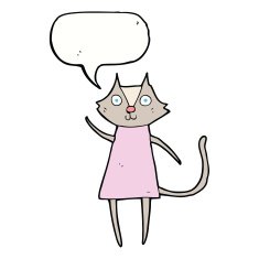 cute cartoon cat waving with speech bubble