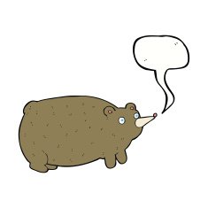 funny cartoon bear with speech bubble N32