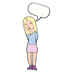 cartoon woman waiting with speech bubble N18