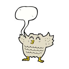 Cartoon owl with speech bubble N55