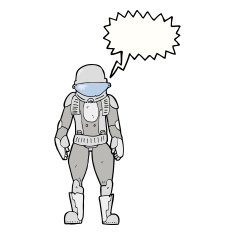 cartoon astronaut with speech bubble N106