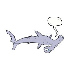 cartoon hammerhead shark with speech bubble N9