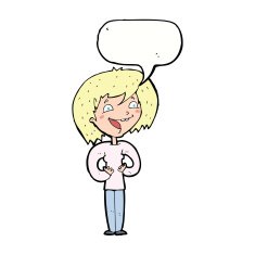 cartoon excited woman with speech bubble N116