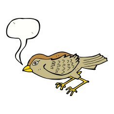 cartoon garden bird with speech bubble N33