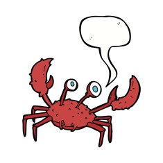 cartoon crab with speech bubble N9