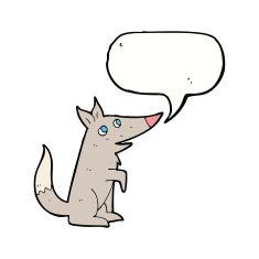 cartoon wolf cub with speech bubble N10