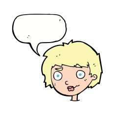 cartoon confused woman with speech bubble N73