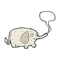 cartoon funny little elephant with speech bubble N5