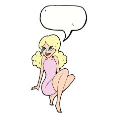 cartoon attractive woman posing with speech bubble N9