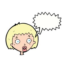 cartoon surprised female face with speech bubble N56