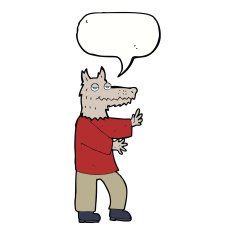cartoon werewolf with speech bubble N21