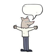 cartoon werewolf with speech bubble N22