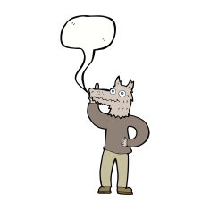 cartoon werewolf with idea speech bubble N5