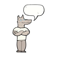 cartoon werewolf with speech bubble N23