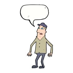 cartoon shocked man with speech bubble N96