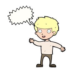 Cartoon happy boy with speech bubble N207