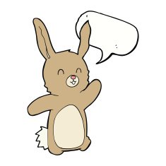 cartoon happy rabbit with speech bubble N9