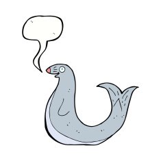 cartoon happy seal with speech bubble N18