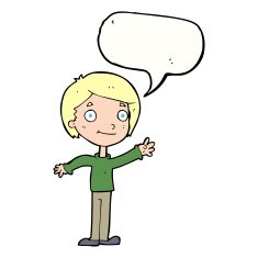 Cartoon happy boy with speech bubble N208