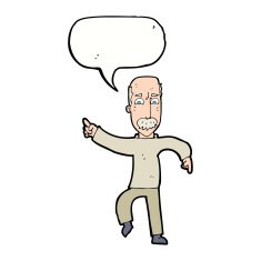 cartoon angry old man with speech bubble N123